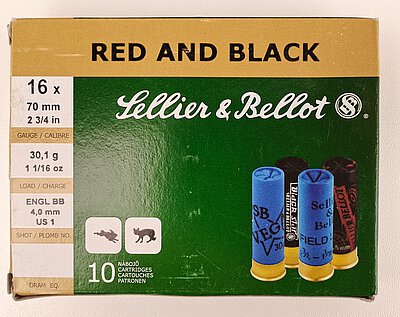 Sellier & Bellot Red & Black, Kal. 16/70 (4,0mm) 30,1g