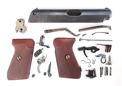 Ersatzteilset Sauer & Sohn 38H Wehrmacht, Kal. 7,65mm Browning (Griffschalen, Verschlussführung, Auszieher, etc.)