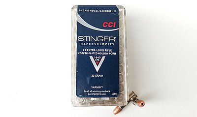 CCI Stinger EX LR HV Copper Plated .22lr. 32grs.