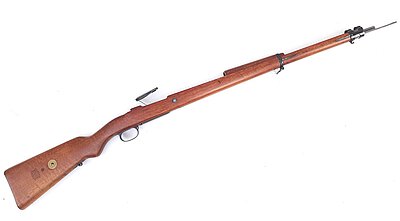 Schaft für Gewehr 98 WK1 mit Magazinkasten, Handschutz, Bajonetthalter und Putzstock